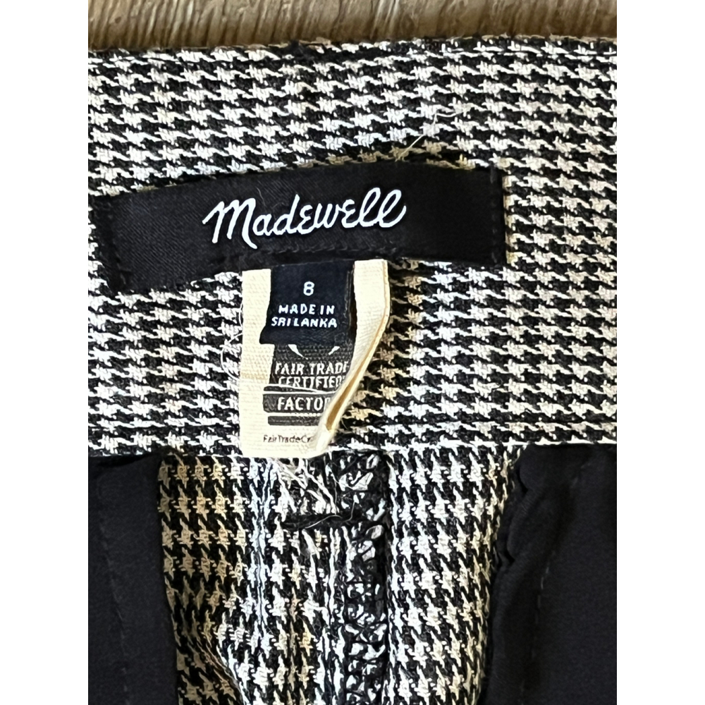 Women's Madewell Trousers Size 8 Black and White Houndstooth - Picture 5 of 9